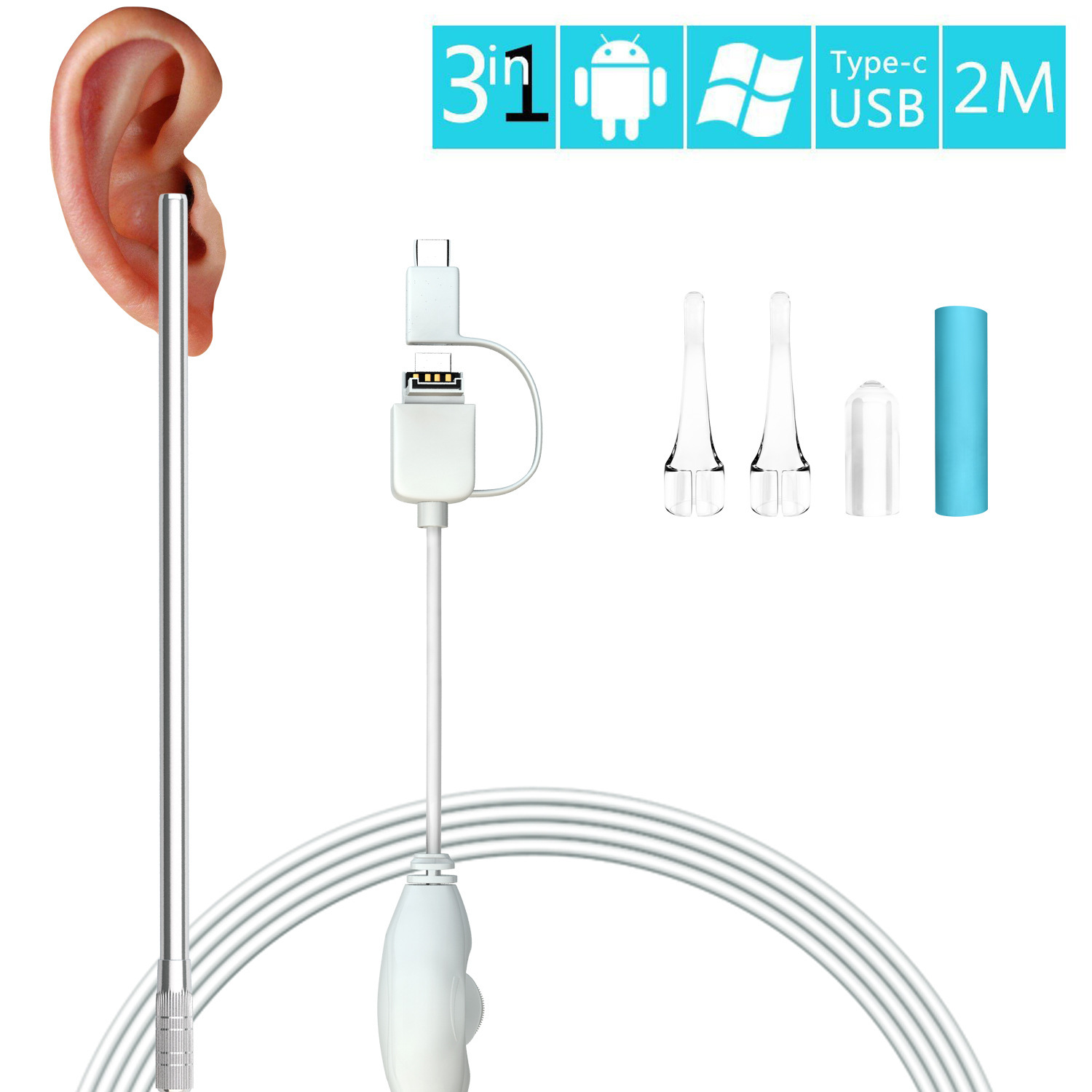Veterinary Otoscope - Limpiador de Oídos 3 en 1,